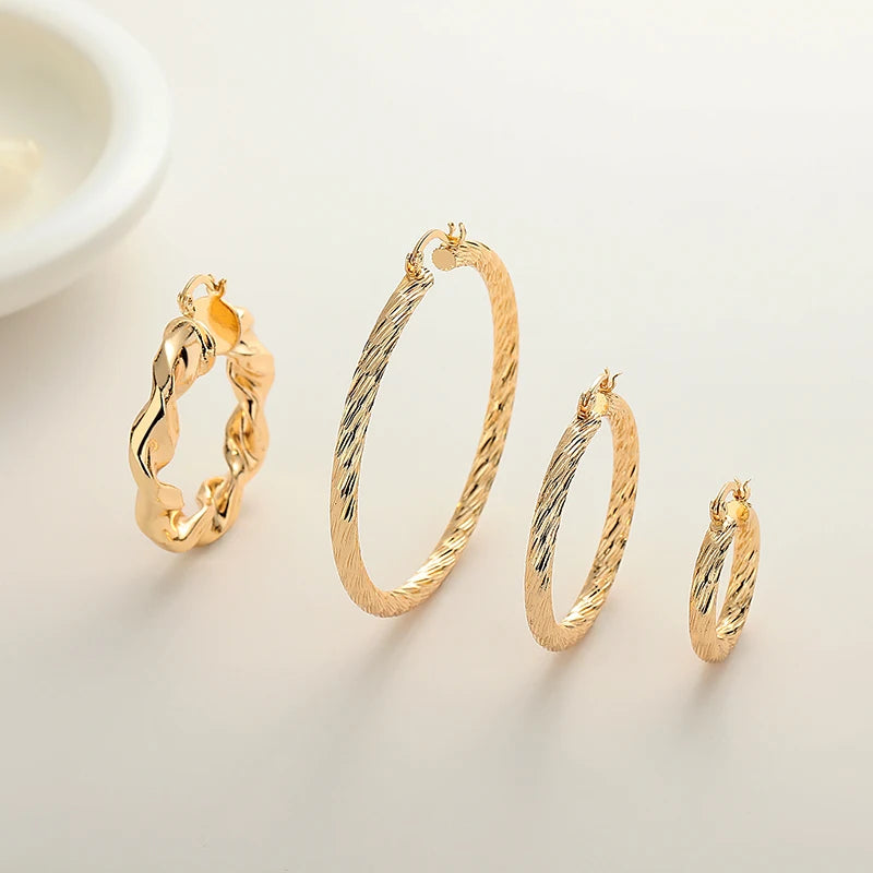 Earrings Wholesale Piece Oil Drop Copper Alloy 18K Gold-Plated Zircon Hoop Earring Fashion Jewelry for Women'S Jewelry Gift