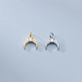 9.4mm Shiny Petite Sterling Silver Crescent Pendant With Rhinestone Cz Crescent for Necklace Jewelry Making