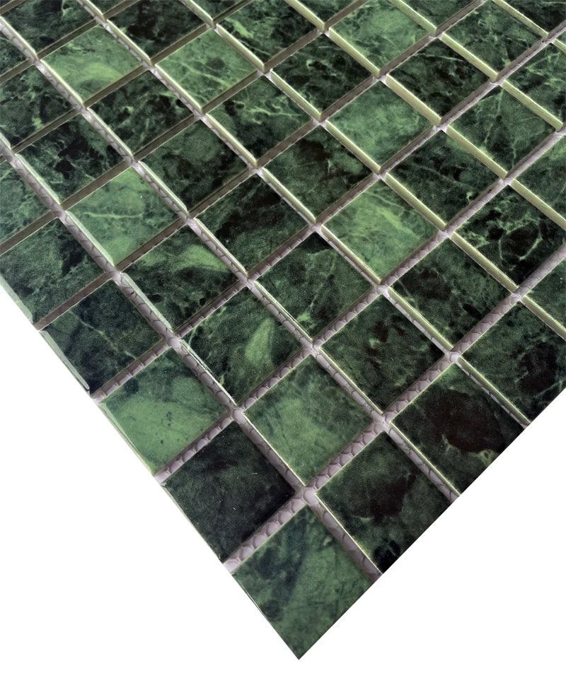India Green Color Square Shape Premium Glazed Porcelain Mosaic Ceramic Mosaic Art Tiles