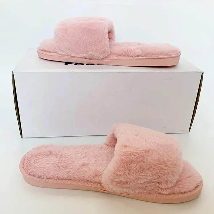 2024 Factory Direct Comfortable Fashionable Faux Fur Indoor Plush Slippers Soft Anti-Slippery Fleece Lining Winter Fluffy Fuzzy