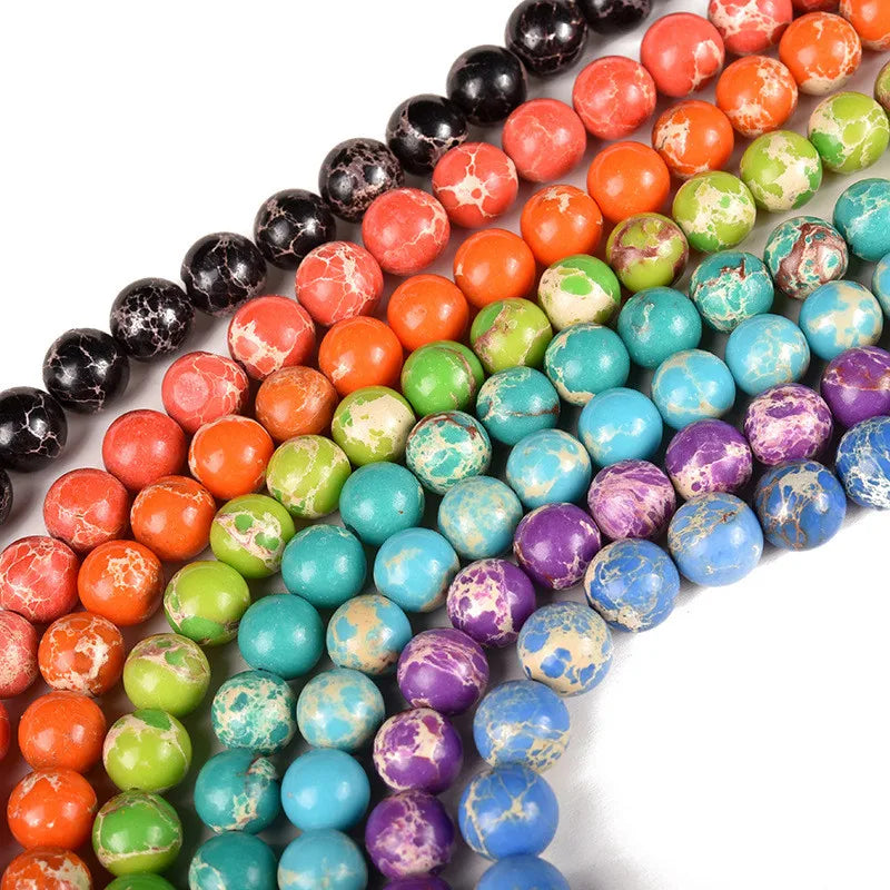DS 6mm 8mm 10mm Wholesale Loose Beads for Bracelet Making Colorful Round Imperial jasper Natural Stone Jewelry Beads