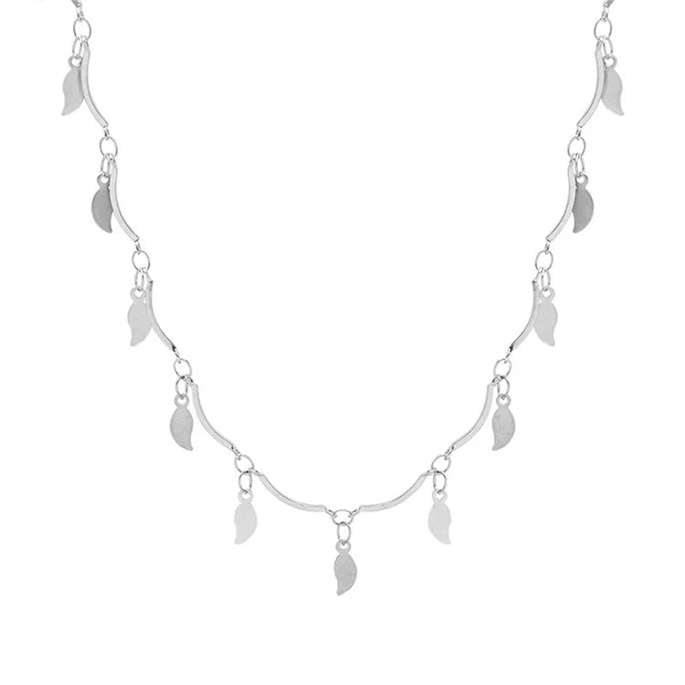 Dainty Stainless Steel Link Chain Choker Necklace Flower Pendant Women's Anniversary Party Gift