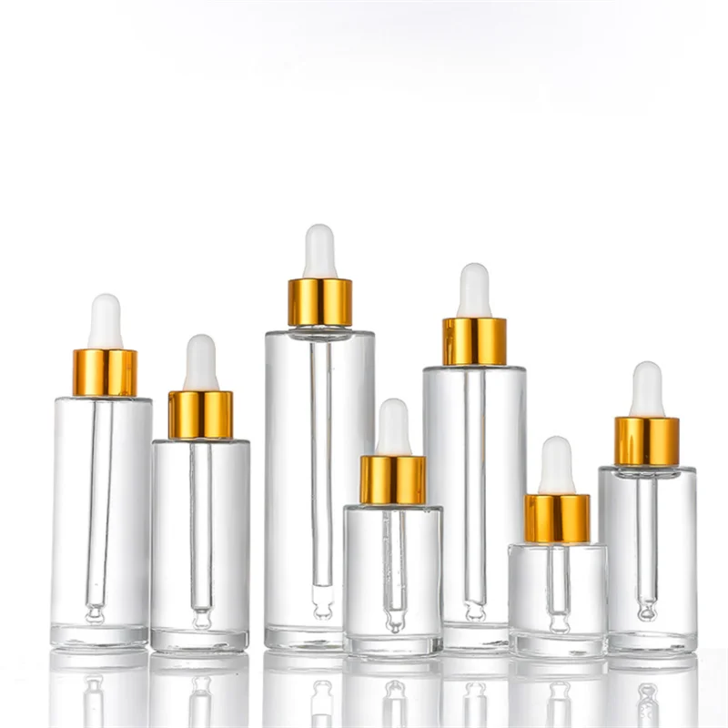 18/410 Aluminum Shiny Gold Dropper Bottle Glass Essential Oil & Cosmetic Packaging Industrial Use