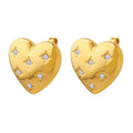 Stylish Heart Stud Earrings Jewelry Titanium Steel 18k Real Gold Plated Hypoallergenic Zirconia Earring Chunky Heart Earrings