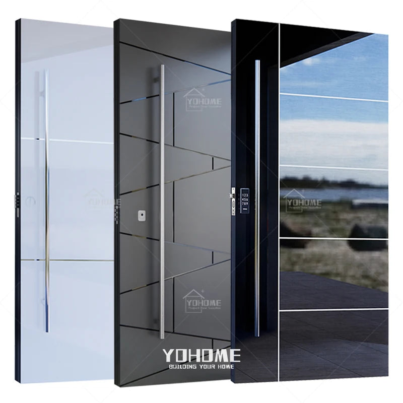 American Stainless Steel Pivot Door Entry Aluminium Black Main Entrance Door Modern Villa Entry Door