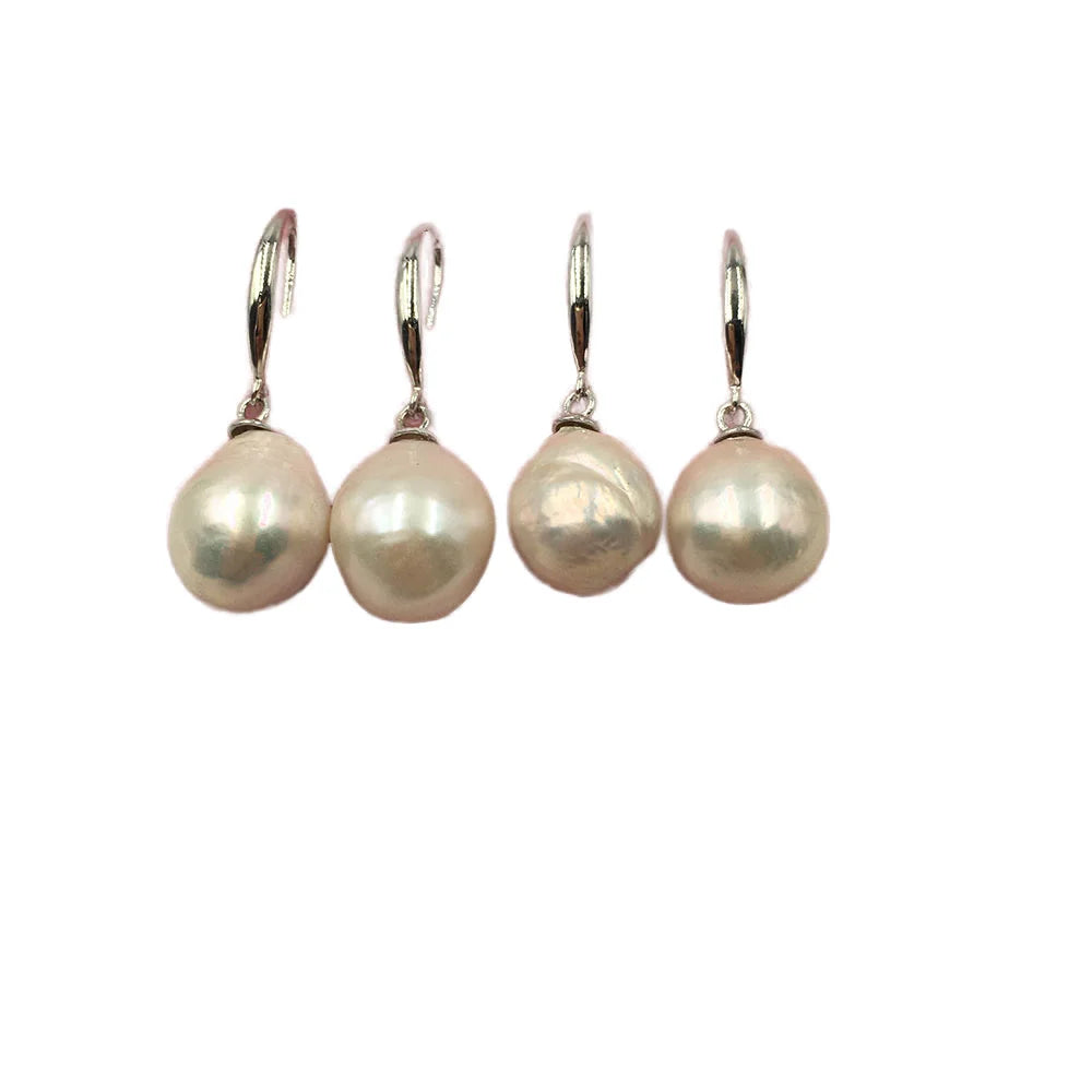 925 Sterling Silver 9-10 mm Baroque Freshwater Pearl Drop Earring New Design Bohemian for Party Wedding Engagement Great Gift