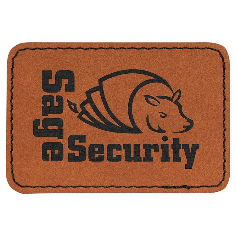 Custom Laserable Leatherette Hat Rectangle Patches Iron on Leather Patch