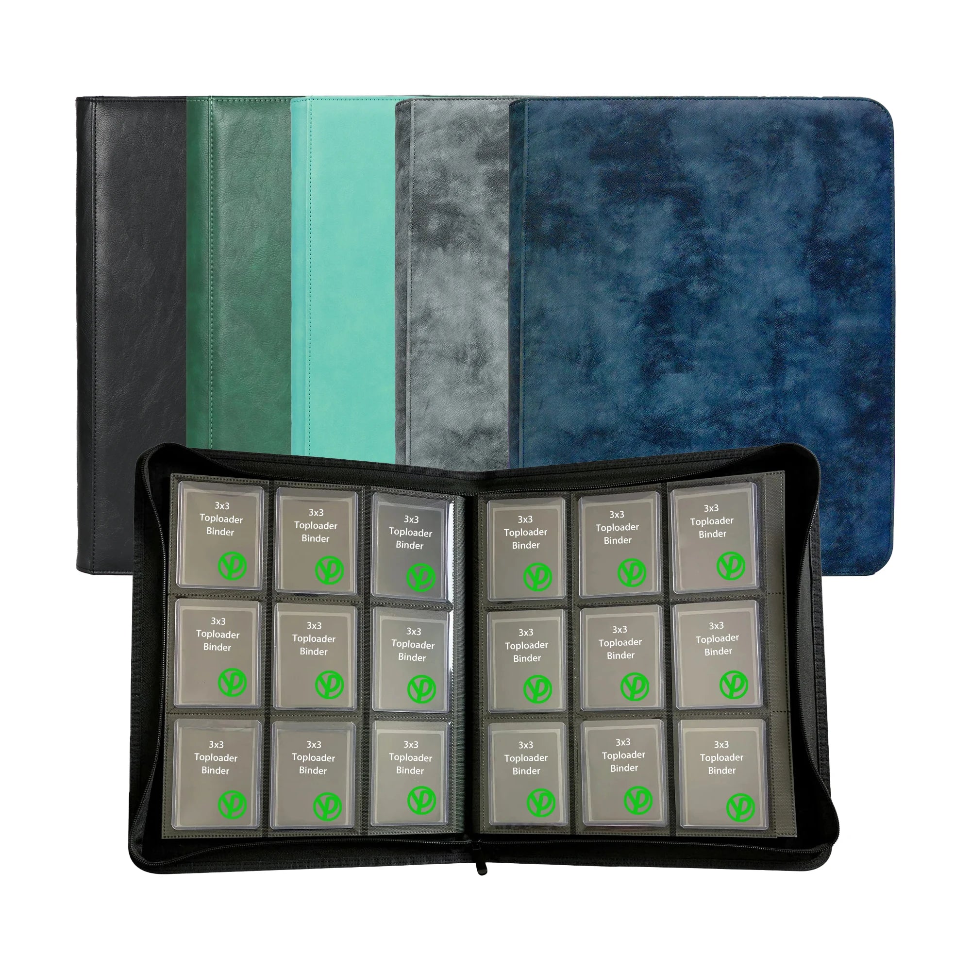 Custom Printed Logo Large 9-Pocket TopLoader Binder with 216 3"x4" Photo Card Holder PU and PP Cover Material Photo Album