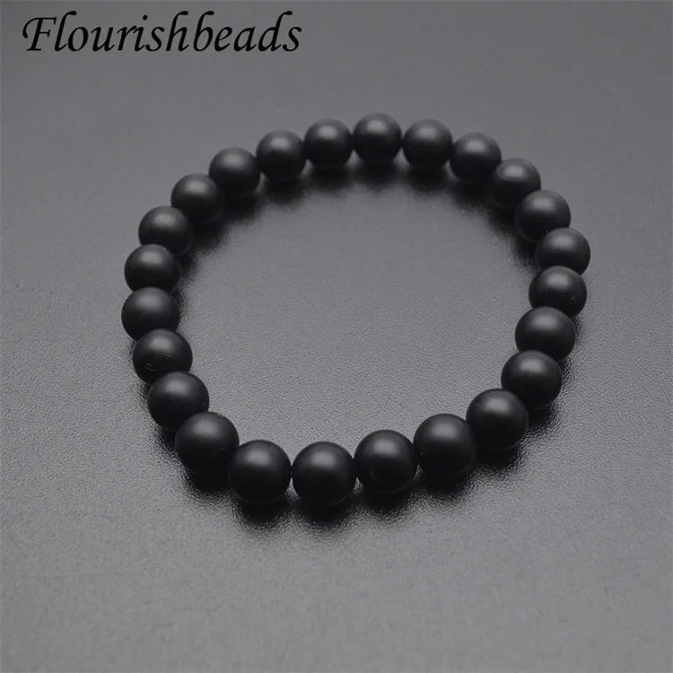 DIY Handmade for Men Women Special Gift Natural Gemstone 8mm Healing Stone Matte Onyx Elastic Line Stretch Bracelet