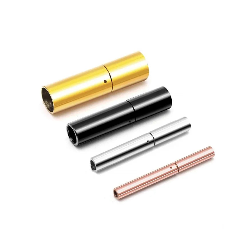 Custom Stainless Steel Cylinder Bayonet Clasps Breakaway Clasp Leather Cord Bracelet Connector
