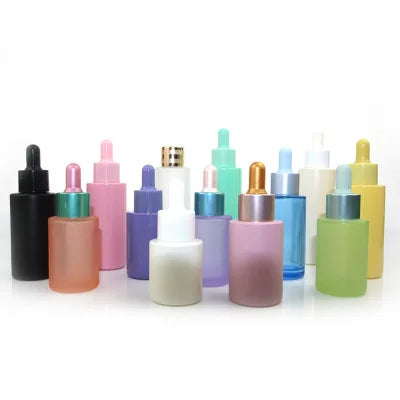 Hot Sales Frosted 10ml 20ml 100ml 50ml 30ml Glass Dropper Bottles in Pink Clear for Oil with Pump Sprayer Sealing Type