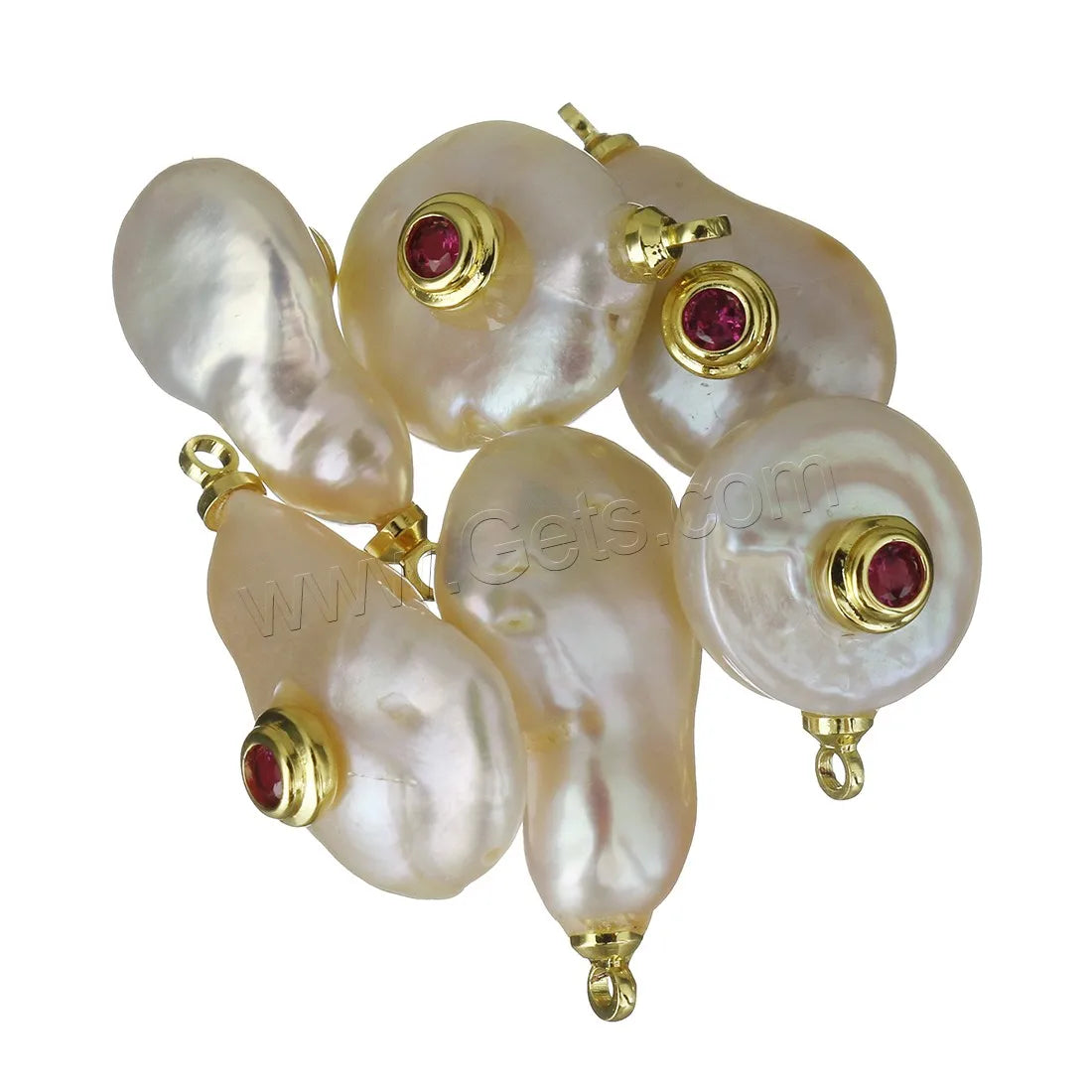 Hot Sale Gold Color Plated Cultured Freshwater Pearl Brass Pendant & Micro Pave Cubic Zirconia 1373888