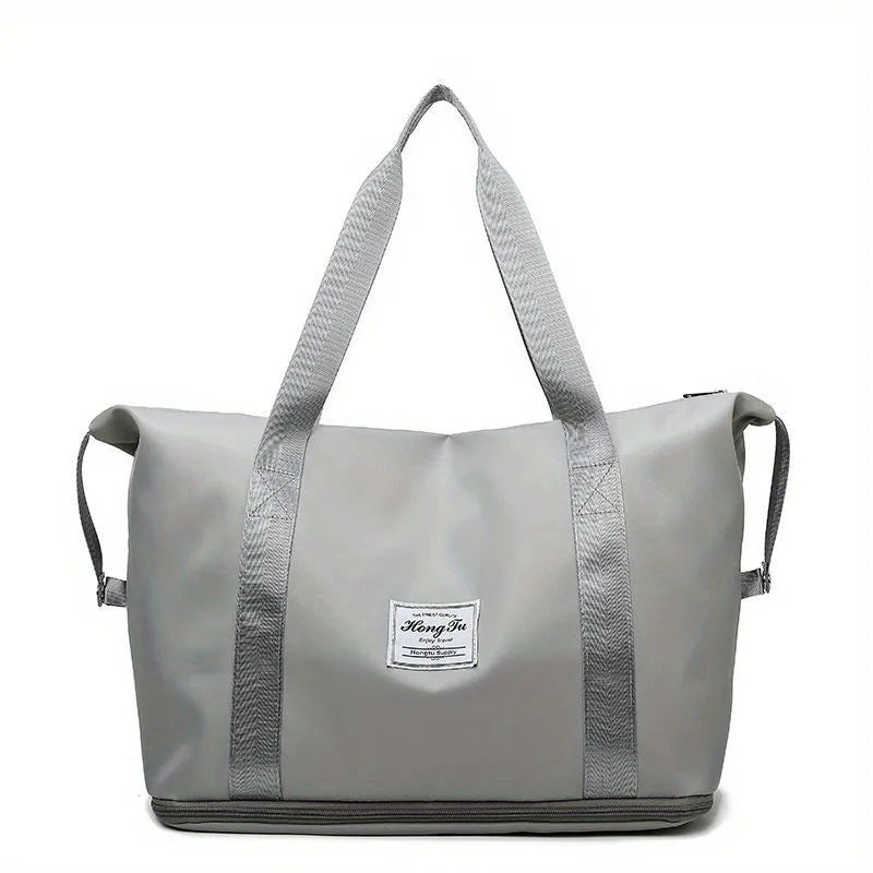 Stylish Nylon Folding Travel Duffel Bag Large Capacity Waterproof Fitness Shoulder Bag Zipper Fashionable Tote Hand Luggage