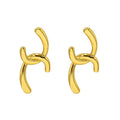 INS Simple Stainless Steel 18K Gold Plated Double C Link Earring Titanium Steel PVD Geometric C Shaped Earring Jewelry for Women