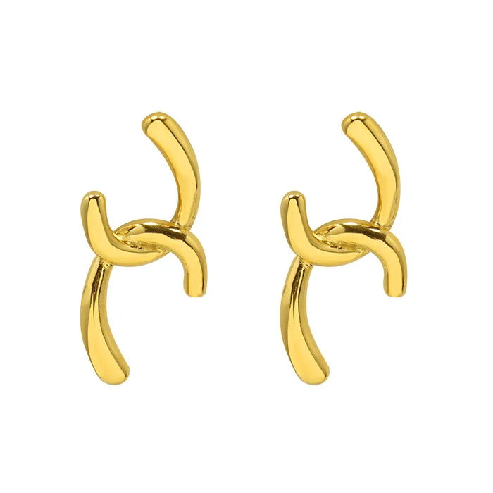 INS Simple Stainless Steel 18K Gold Plated Double C Link Earring Titanium Steel PVD Geometric C Shaped Earring Jewelry for Women