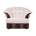 Modern Luxury Single Sofa Accent Chair Elegant White Leather Copper Leopard Print Velvet Wood Metal Living Room Furniture Set