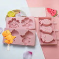 Popsicle Silicone Molds with Lid Ice Cream Bar Mold for Children 4 Cavities Silicone Ice Pop Reusable Mold/