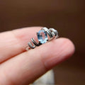 Hot Sale Bulk 925 Sterling Silver White Gold Natural Aquamarine Expandable Wedding Unique Rings for Women
