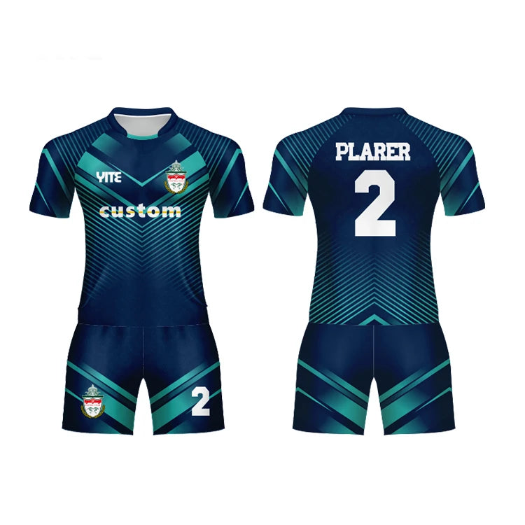 Latest Custom Design Men's Rugby Uniform Heat-Transfer Printed Breathable Tribal Pattern Rugby Jersey
