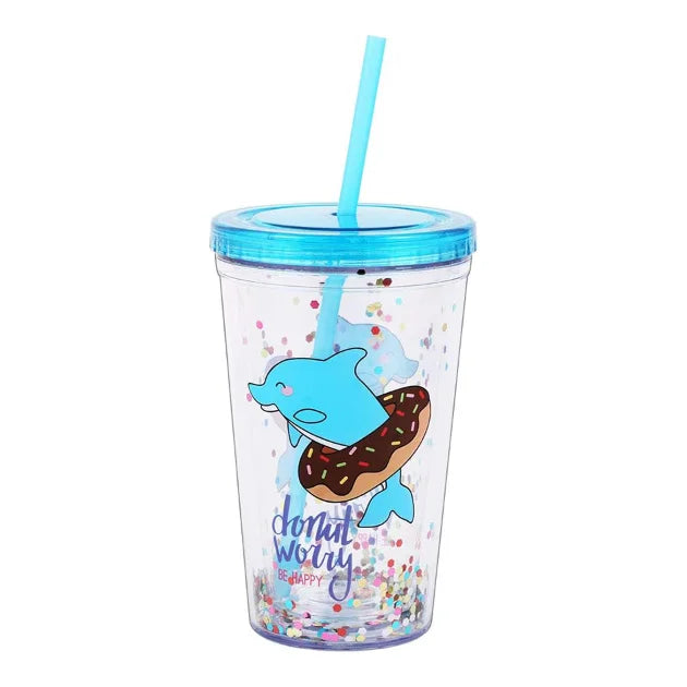 Factory Supply PS Customized clear Reusable Plastic Water Bubble Tumbler With Straw and Lid