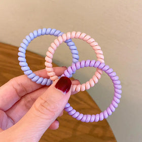 Sweet Candy Color Telephone Wire Hair Ties Horsetail Scrunchies Rubber Bands Elastic Hairband Stretch for Woman Teenage