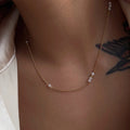2025 Dazan New Summer Ins 18k Gold Plated Tarnish Free Stainless Steel Vintage Natural Pearl Dangle Pendant Necklace for Women