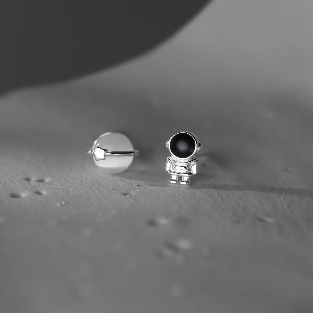 S925 Sterling Silver Opal Astronaut Stud Earrings Star Asymmetric Statement Earrings Fine Jewelry Anime Earrings for Women