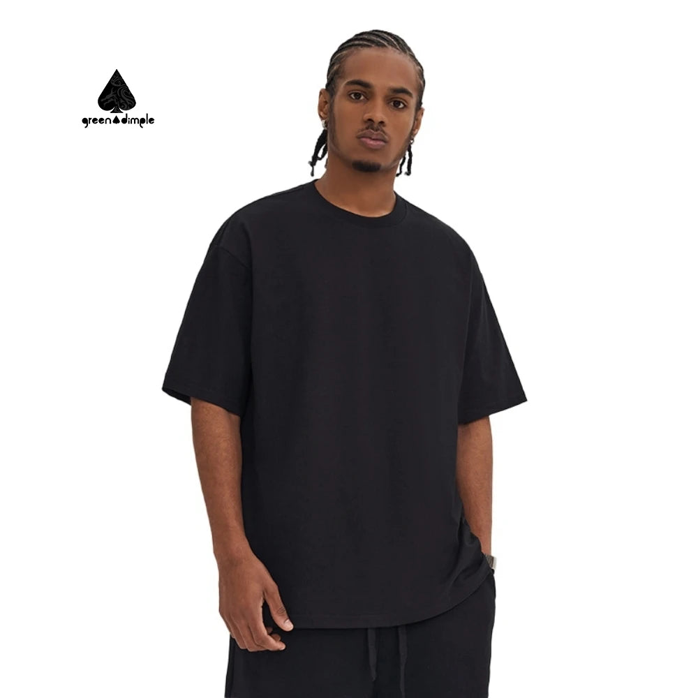Green Dimple Custom Designer 100% Cotton T-Shirt Manufacturer Heavyweight 200 Gsm Over Sized Black Boxy Cropped T Shirt