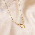 Women and Girls Stainless Steel Heart Shell Necklace and Bracelet Set Gold Plated Jewelry