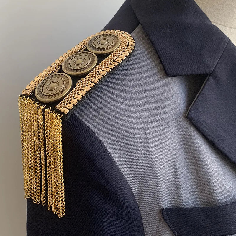 Hot Selling Gold Diamond Studded Badge Clothing DIY Garment Accessories Gold Tassel Diamond Shoulder Badge