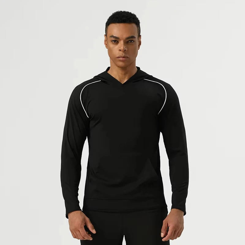 MAYYOUNG Custom Autumn Quick Dry Men T-Shirts Long Sleeve Hoodie Breathable Gym Running Sports Hoodie