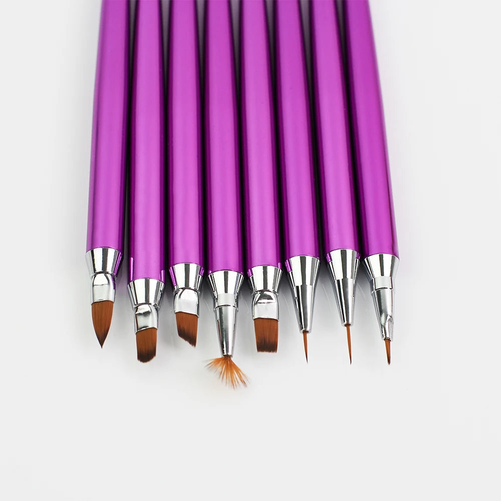 SeeJoy Professional Set for Acrylic & Builder Kolinsky Nail Art Dotting Tools and Gel Brushes Size #2-#14 Plastic Handle