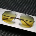 8027 New Polarized Twin-bridge Alloy Sunglasses Ultra-light Day Night Dual-use Glasses Color Changing Sunglasses