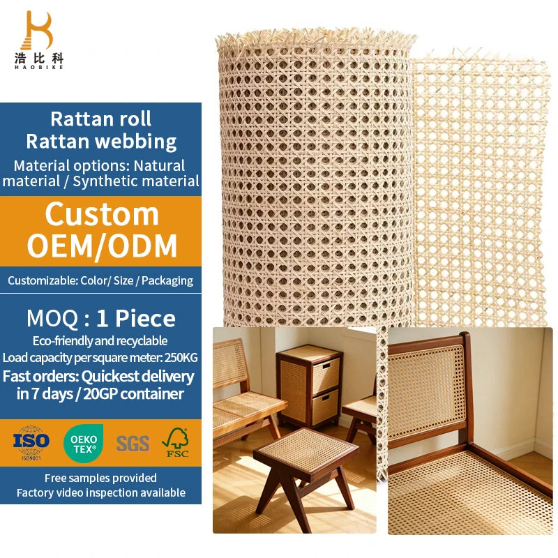Mold-resistant Rolo De Wicker Weave Natural Malha De Wicker Rotin Rolle Rattan Woven Caning