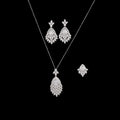 Fashionable Daily 3 Pcs Earrings Ring Jewelry Sets Gold Plated Micro Pave Cubic Zircon CZ Geometric Necklace Set Women CN2657