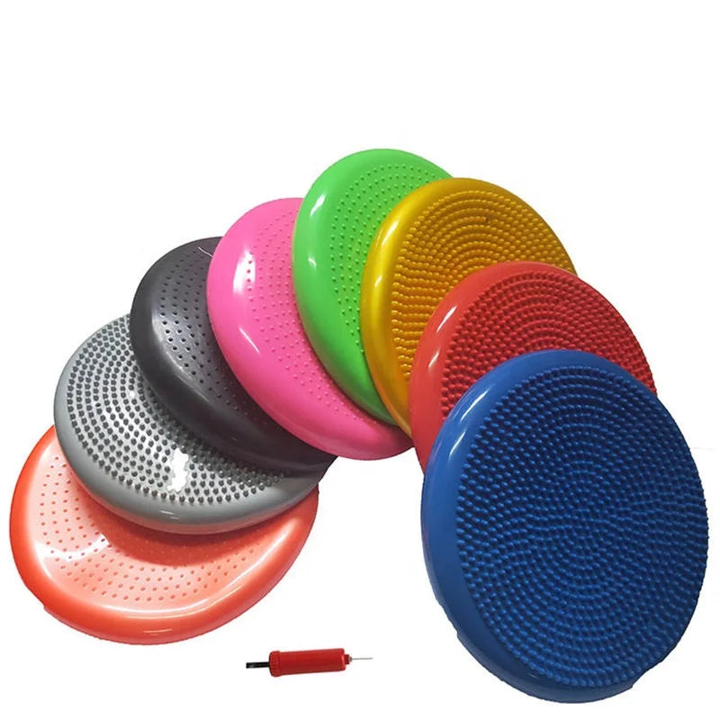 Custom High Quality Round Exercise Yoga Disc Sport Fitness Massage PVC Inflatable Balance Cushion With Air Pump