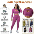 2026 Hot Sale Breathable Double Layer Fabric Shorts With Long Sleeve Crop Top Tracksuit Fitness Gym Yoga Women's Set