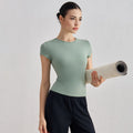 Wholesale Softness Slim Fit Quick Dry t Shirt Women Elastic Athletic O/U Neck Crop Tops for Women Yoga Gym Pilates