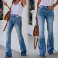 2024 Europe and America Popular High Waisted Elastic Micro Flare Jeans Pants for Women
