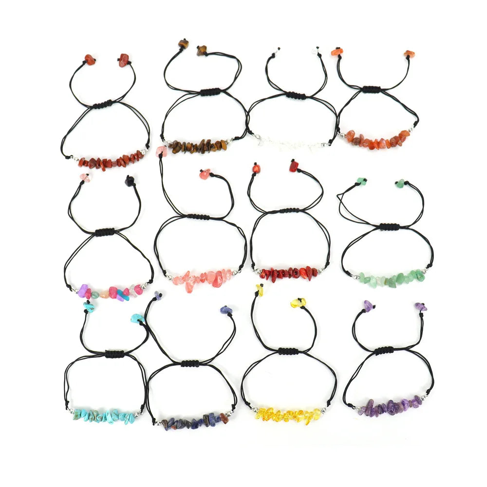 Wholesale Natural Healing Stone Bracelets Jewelry New Fashion Luxury Crystal Adjustable Braided Rope Bracelet Women