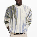 Logo ODM Supply Contrast Colors Men's Autumn Winter Casual Breathable Front Logo Striped Knitwear Long-sleeve Neck Knit Sweater