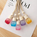 Custom Car Decoration Air Freshener Pendants with 8ml Capacity Hanging Wooden Cover Empty Glass Bottle Screw Cap Sealing Type