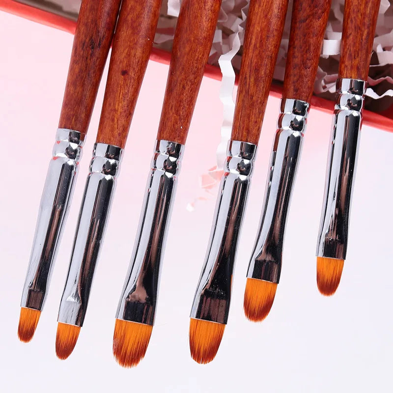 BIN 2025 Professional Red Wooden Handle Nail Art Round Head Nail Art Brush
