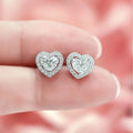 New Design 14k White Gold Rhodium Plated Classic Heart Cut Filled Lab Grown Diamond Stud Earrings IGI Certified Unisex Romantic