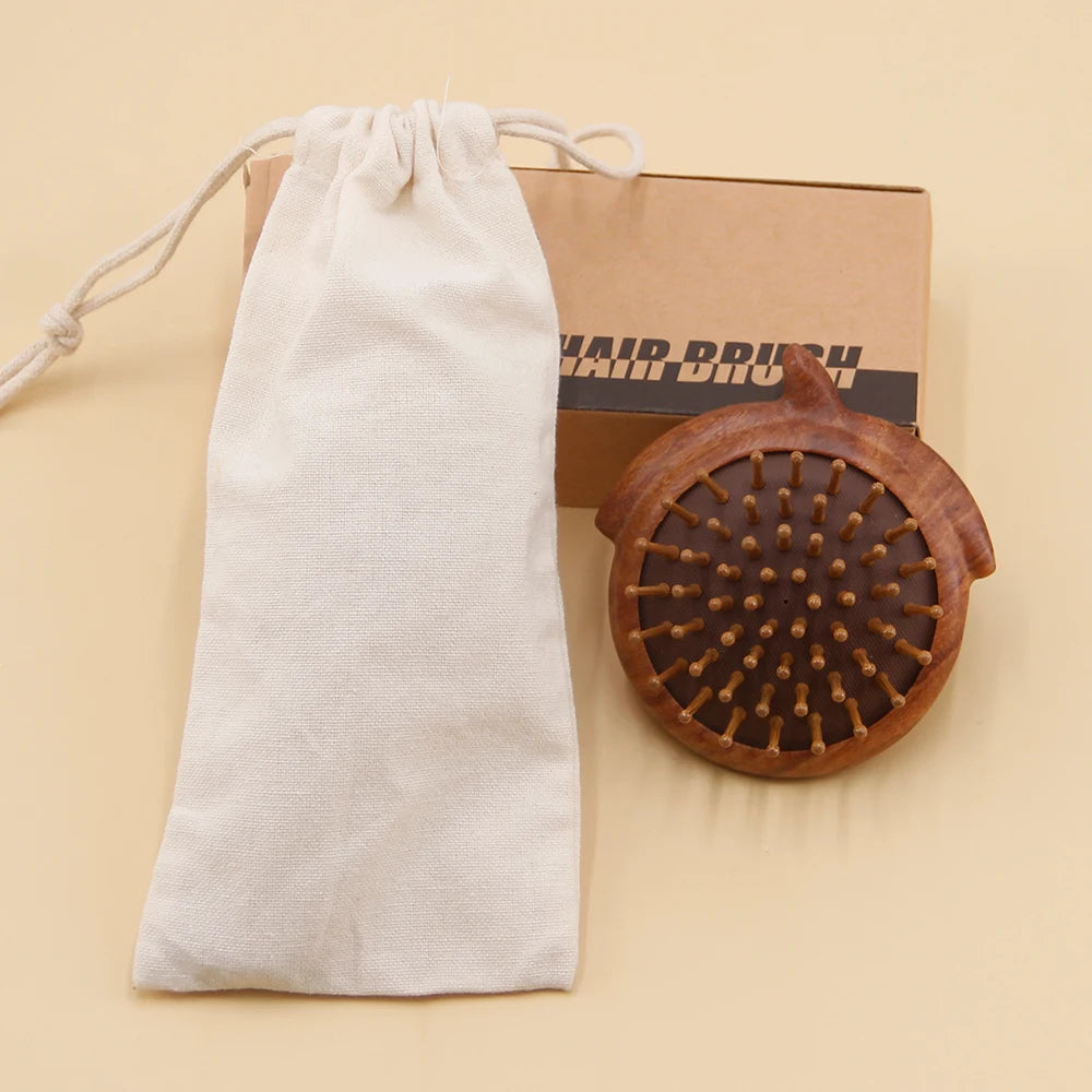 Factory Wholesale Unique Shape Wooden Hair Brush Women Men New Design Professional Detangling Scalp Massage Compact Cushion