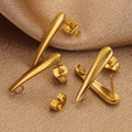 Simple Style DIY Fashion Jewelry Earrings Accessories 18k Gold Plated Stainless Steel with Ring Long Stud