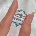 Wholesale Simple Summer Super Flash Zircon Ring Fashion Sweet Blue Cute Flower Rings for Women