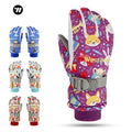 WEST BIKING Children Winter PU Leather Funny Outdoor Gloves Scratch Resistance Windproof Thermal Bicycle Ski Gloves