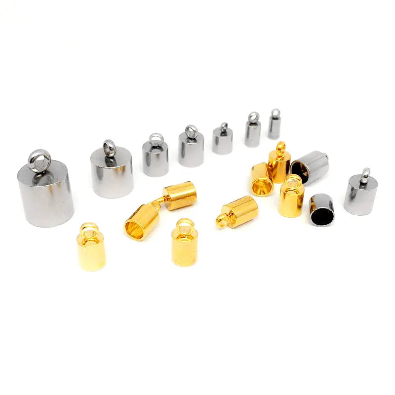 Stainless Steel Vacuum Gold Bucket with Leather Rope DIY Jewelry Connection Bracelet Necklace Buckle Bead Caps Type
