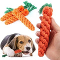 Carrot Dog Chewing Toys Knot Puppy Molar Dog Toothbrush Chew Toy Durable Braided Bite Resistant Stuffed Cotton Dog Rope Toy